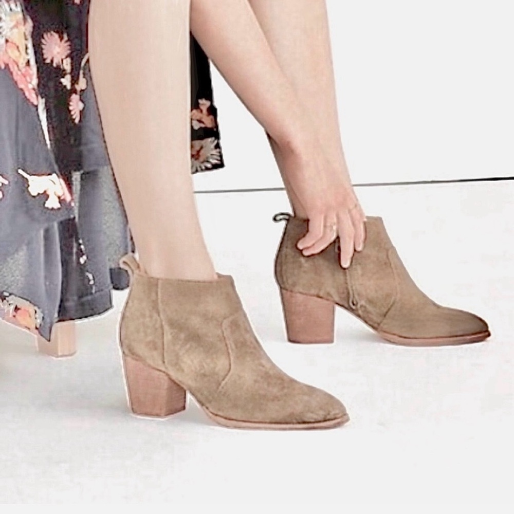 Madewell 1937 Footwear Brenner Suede Western Cowboy Ankle Booties Low Heel